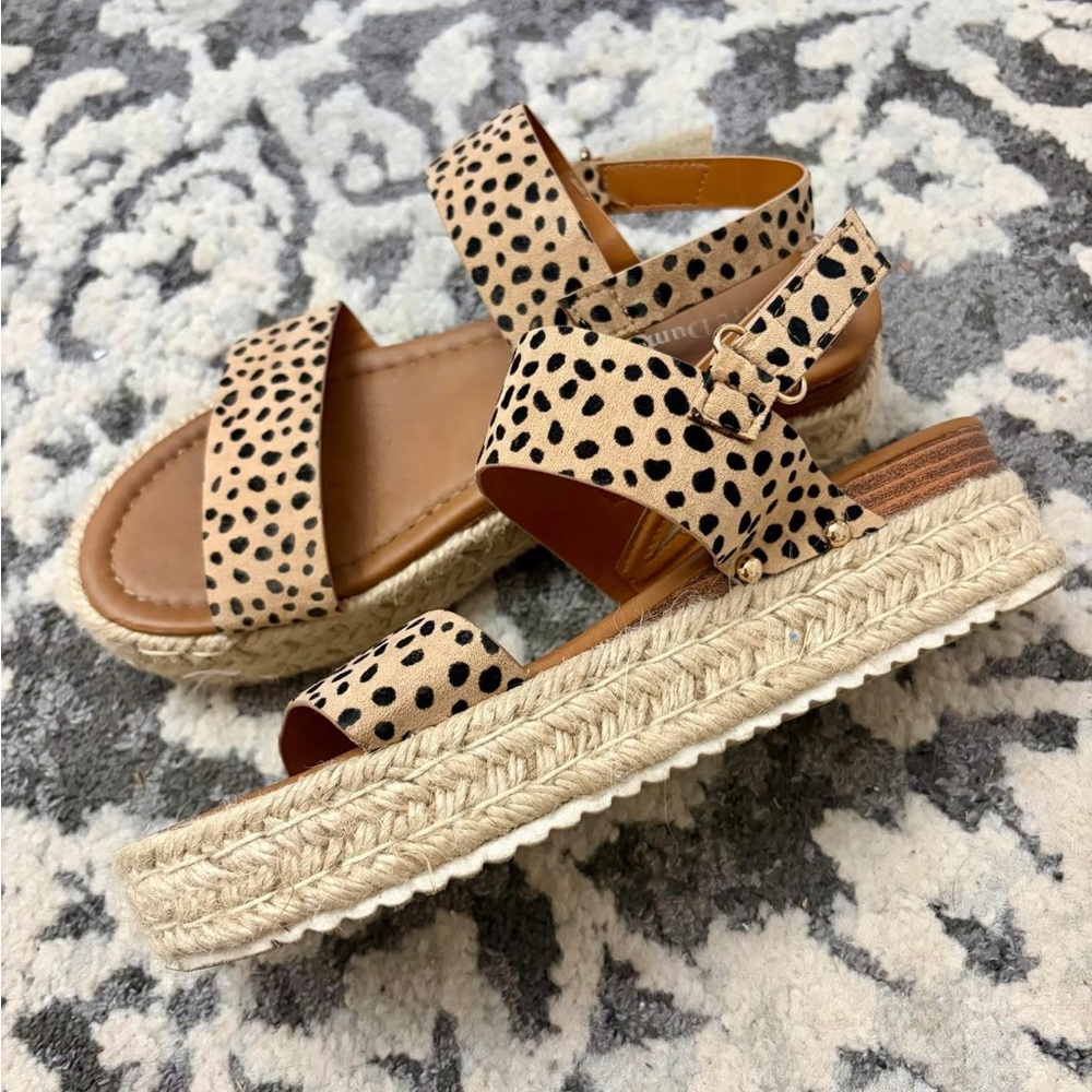 Pierre Dumas Tan and Black Cheetah Sandals - Picture 2 of 2